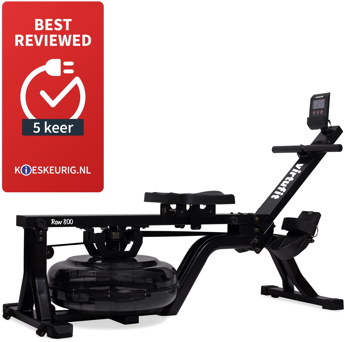 VirtuFit Row 800 Roeitrainer - Water Resistance - Inklapbaar - Hartslagfunctie - 8 Trainingsniveaus - Roeitrainers - Roeimachine voor Thuis