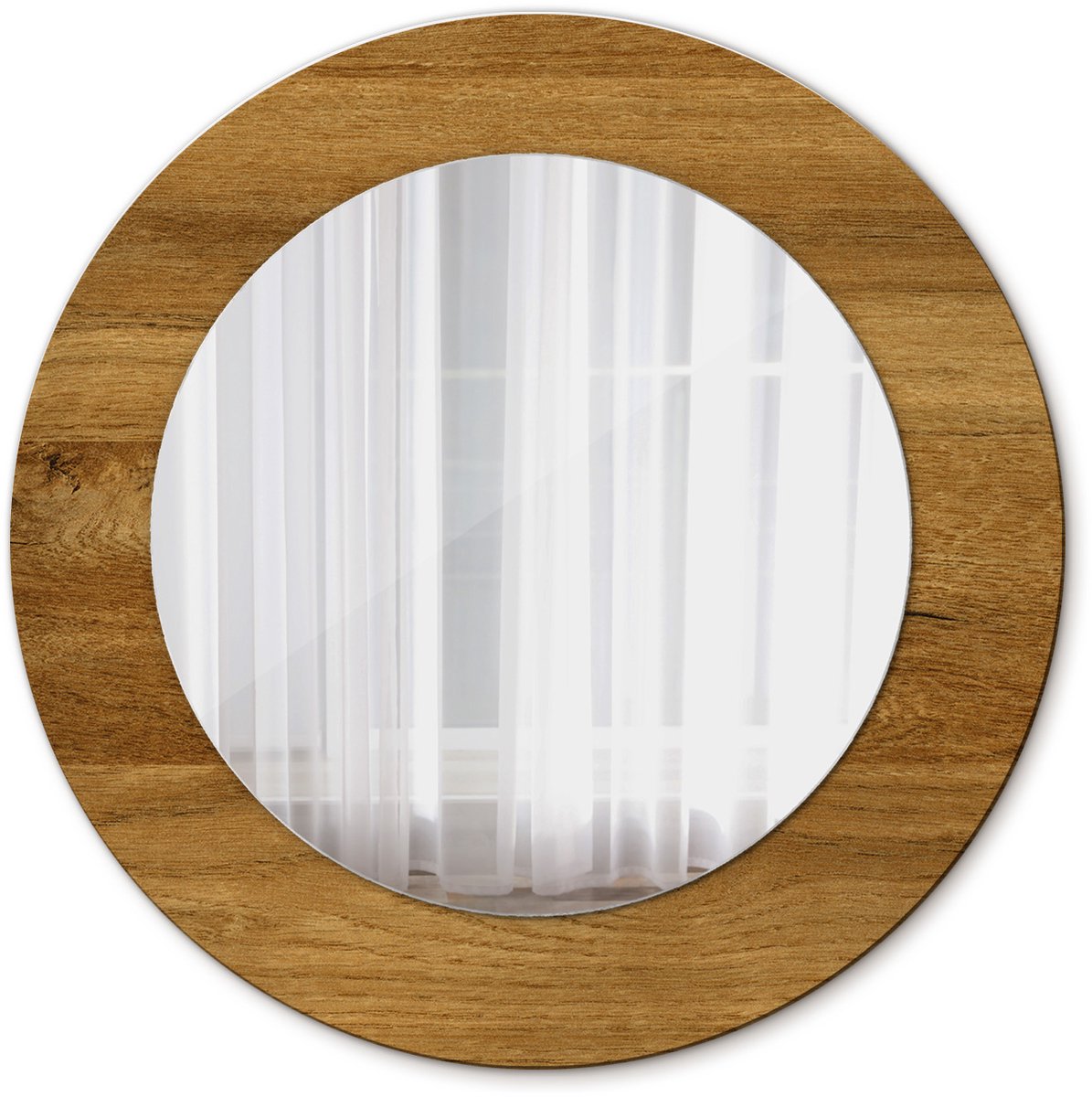 Tulup Spiegel - Spiegel op gehard Glas - Ronde Spiegel - Rustiek eiken - Diameter: 50 cm - Bruine - Woonkamerspiegel - Inloopkastspiegel - Hal - Design Spiegel - Industrieel Spiegel - Top Kwaliteit Spiegel - Eenvoudige installatie