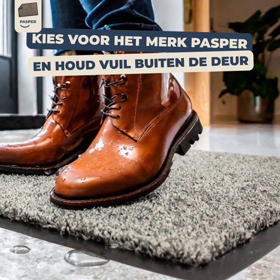 Paillasson tapis de séchage intérieur - 60 x 90 cm - Anthracite - Matériaux 100% recyclés - Fabriqué en België - Lavable - Paillassons Pasper
