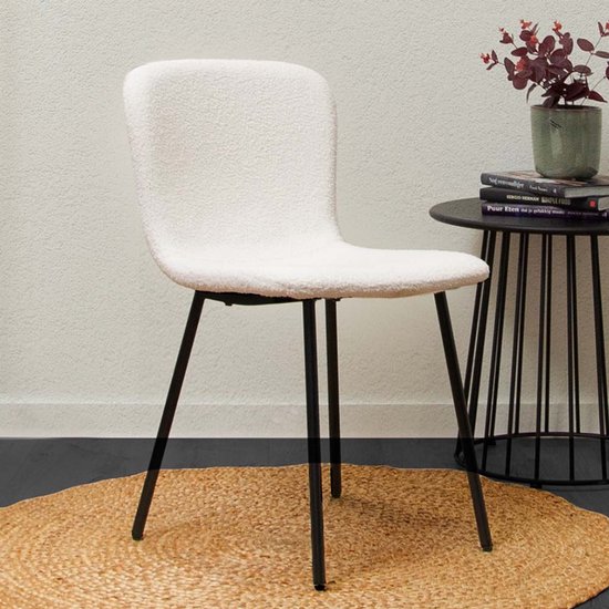 Milton & Oldbrook Chaise de salle à manger Lagos en peau de mouton Wit