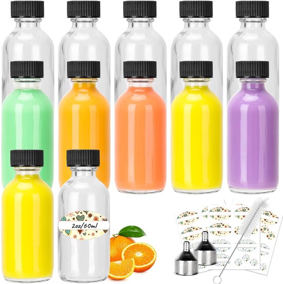DITK-U 6 stuks glazen mini-flessen van 60 ml, kleine flessen om te