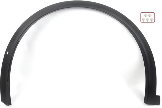 Zwarte wielbooglijst voor spatbord met vier clips.