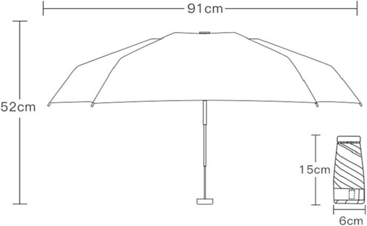 Paraplu's - Paraplu opvouwbaar -Reisminiparaplu - voor in de tas - met hoes - Kleine - compacte UV-bescherming - Lichtgewicht - klein opbergvakje - UV50+ Opvouwbare Zonnescherm Paraplu - Extra Plat 6-Voudig — cadeau in Sport & Outdoor - foto 2