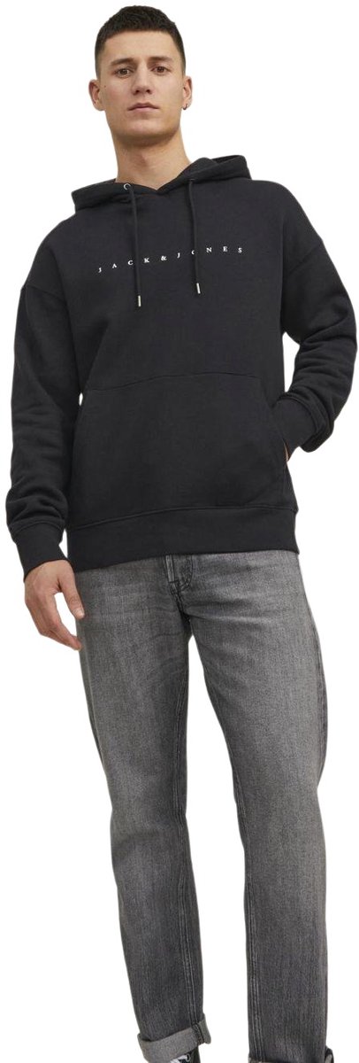 JACK & JONES Star jj sweat hood regular fit - heren hoodie katoenmengsel met capuchon - zwart — afbeelding 16