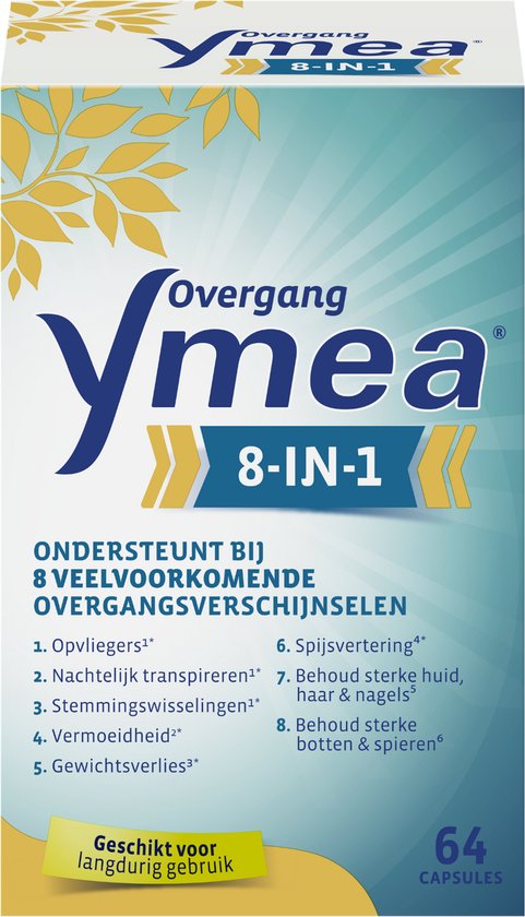 Ymea Overgang 8 in 1 - Voedingssupplement overgang - Overgang producten - Ondersteunt bij 8 overgangsverschijnselen - 64 capsules