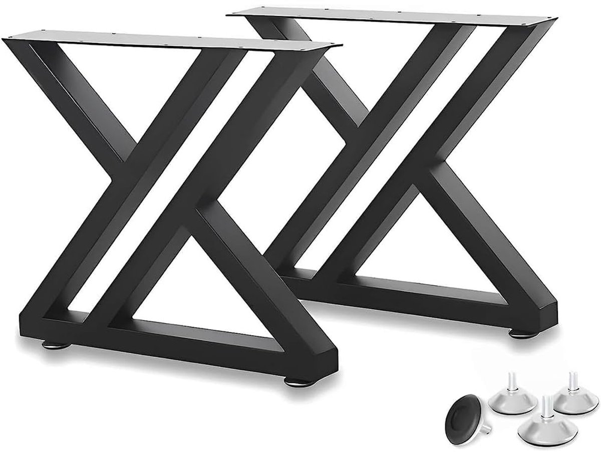 Ibenzoa Industrieel Ontwerp Stalen X-Raam Tafelpoten voor Diverse Meubels, 70 cm x 50 cm, Set van 2 Zwart