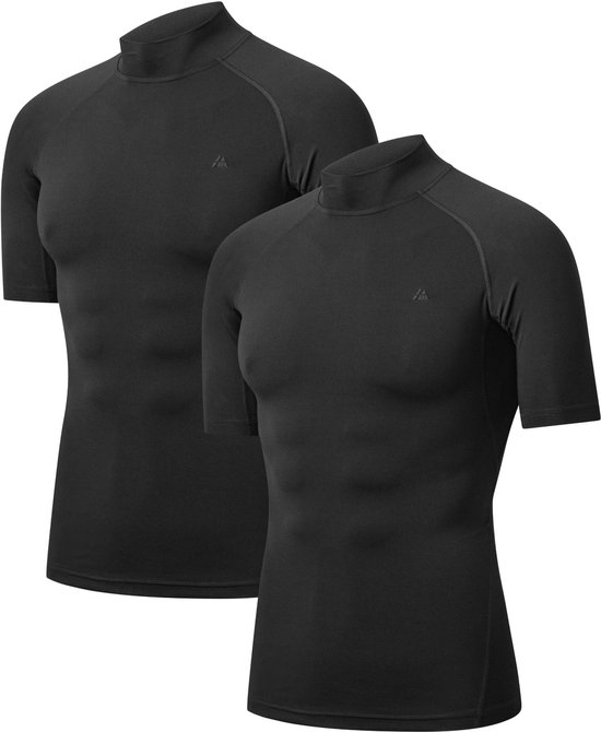 Maillot de Sport de compression DANISH ENDURANCE - Homme - Manches courtes - Lot de 2 - Zwart - XL