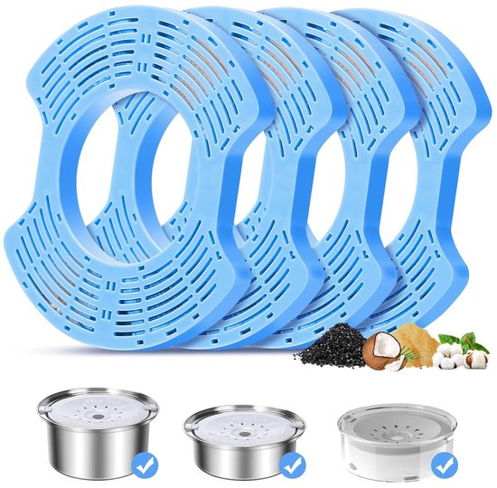16 Stuks Huisdier Fontein Schuimfilters - Ronde Spons Zwart Filter voor 2,5 L/82oz RVS Kat Drinkwater - Vervanging Filter Blijf Gezond Schoon