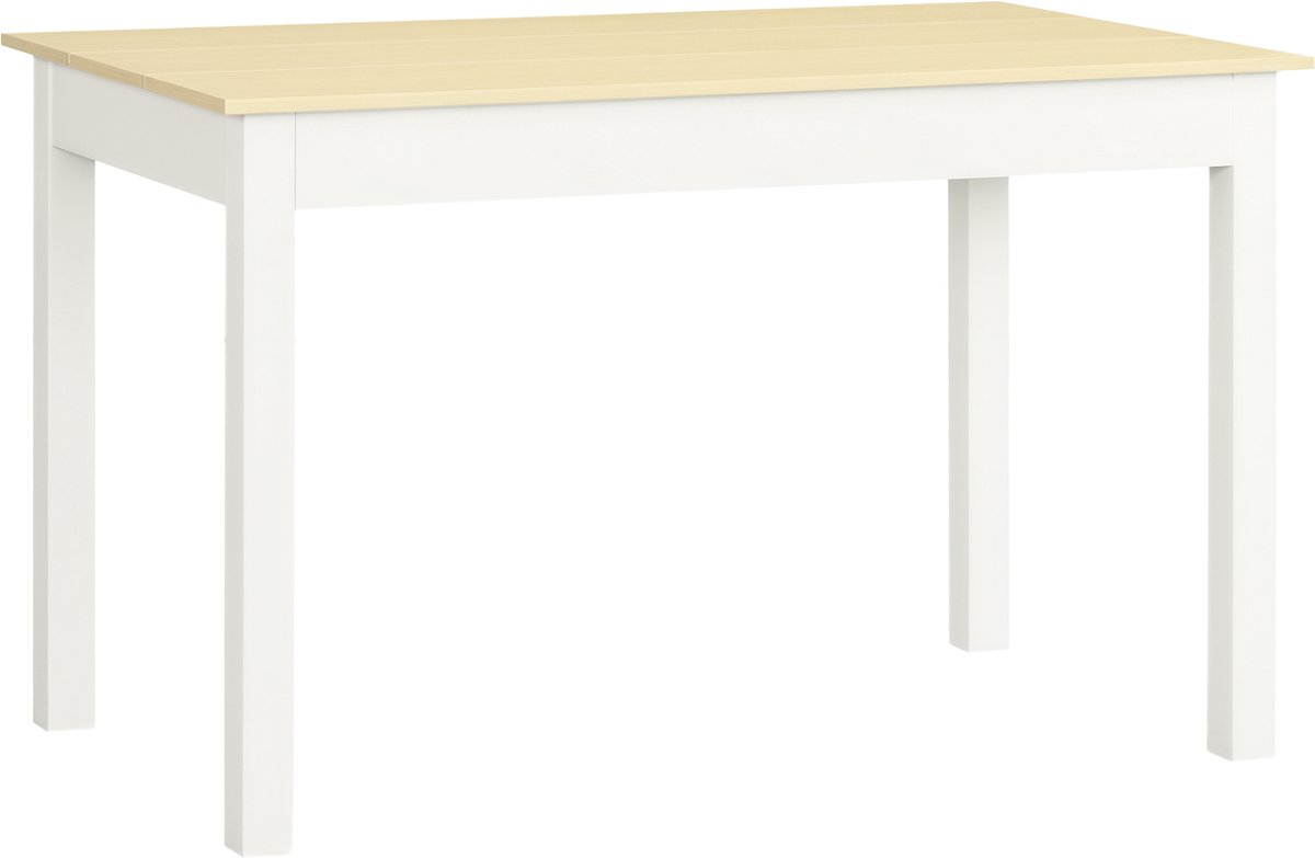 Homcom Eettafel-Spaanplaat-119x70x75cm-Natuurlijk hout Wit
