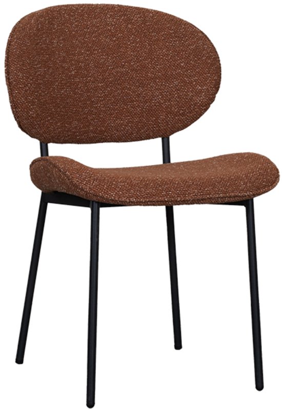 Chaise de salle à manger Senn LABEL51 - Oranje - Tissu - Cadre noir - Chaise - Chaise de salle à manger normale