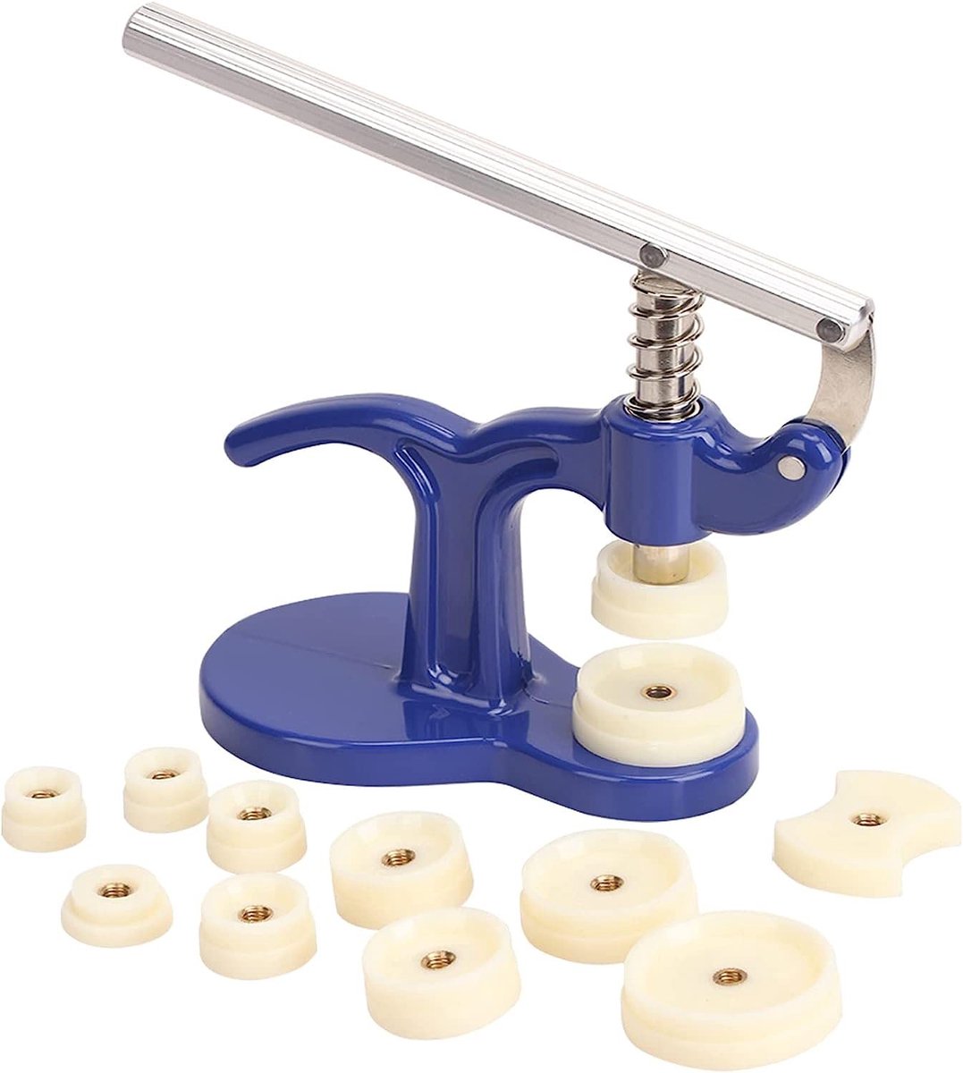 TRANKIELO® - Professionele Horloge Gereedschapspers - Horloge Reparatie Tool met 12 Drukplaten en Kunststof Inzetstukken - Metaal en ABS-Kunststof