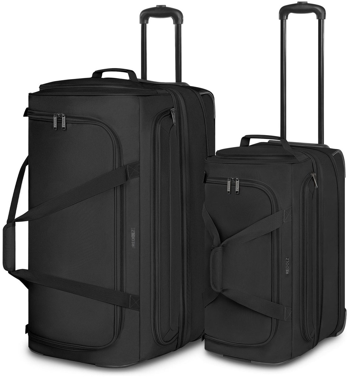 Redolz Duffle Essentials 2-wiel reistassenset 2 st. M+L met rekbare vouw - black
