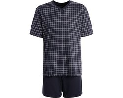 Schiesser Heren Shortama - Donker blauw - V Hals - Maat L
