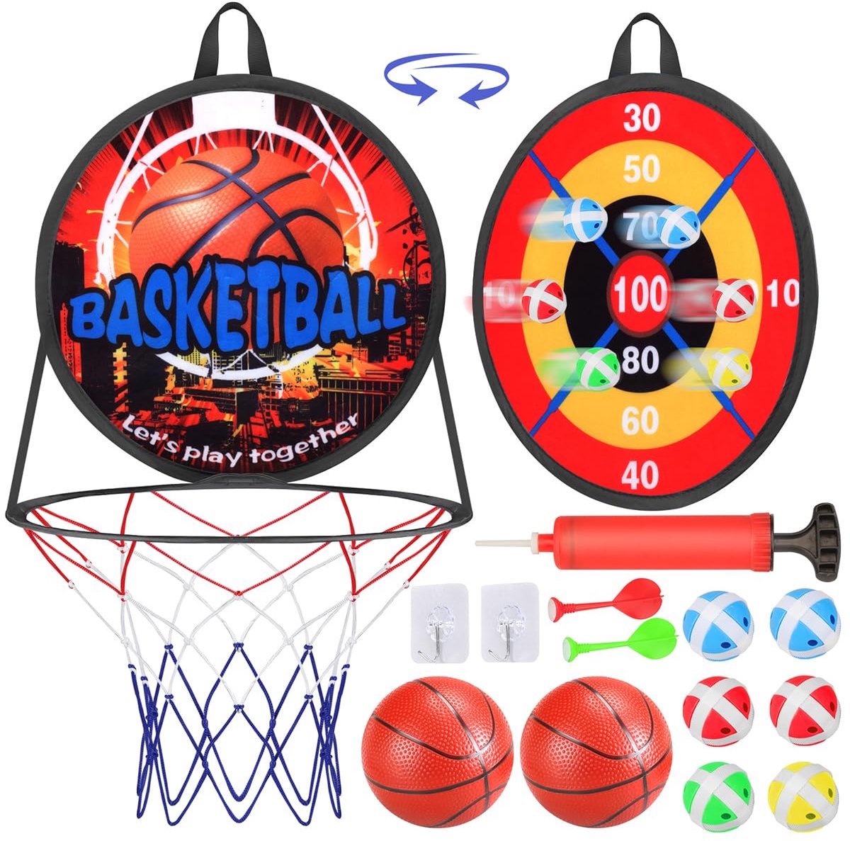 Basketbalkorf en dartbord voor kinderen - sport en spel voor binnen - 1 set