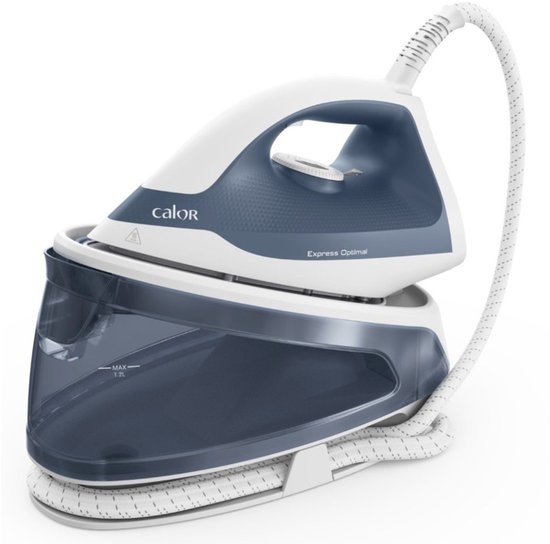 Calor SV4110C0 - EXPRESS ESSENTIAL - SV6117CO - Fer à vapeur - Fer à repasser - Générateur de vapeur - Traitement anticalcaire - Réservoir d'eau 1,2 Litre - Temps de préchauffage 2 Min - Puissant et Compact - 5 Bar - 2000 Watt - Blauw/ Wit