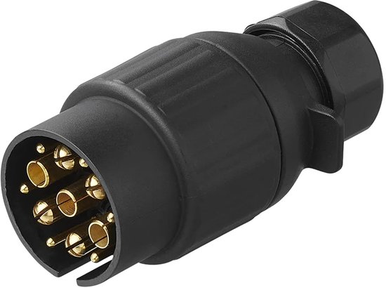 Zwarte 13-polige stekker met gouden pinnen, product ProPlus.