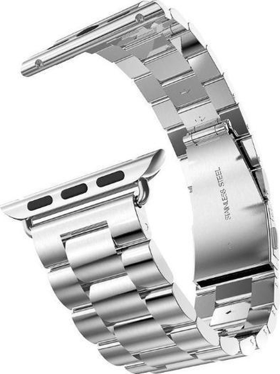 Luxe Metalen Armband Geschikt Voor Apple Watch Bandje 1/2/3/4/5/6/7/8/SE 38/40/41 mm Horloge Bandje RVS - Zilver - Stainless Steel Watch Band - One-Size - Zilver - Inclusie