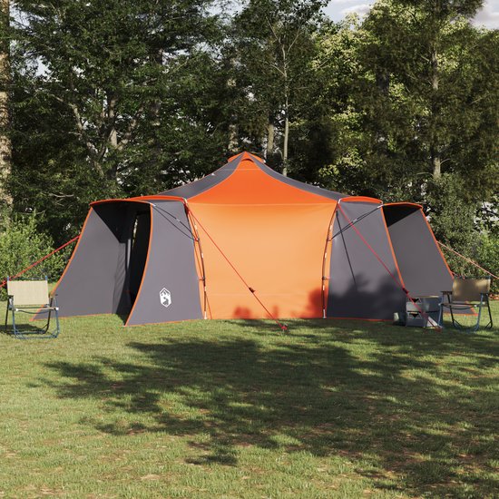 vidaXL - Tipi - Tent - met - dak - Grijs - en - Oranje - 492 - x - 492 - x - 275 - cm - Stof van Vidaxl — afbeelding 5