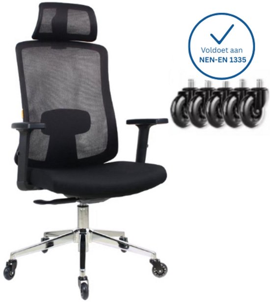 Ergonomische Bureaustoel met Hoofdsteun - Bureaustoelen voor Volwassenen - Office Chair - Game Gaming Stoel - Kantoorstoel - Volledig Verstelbaar - Incl. Anti kras wielen geschikt voor harde & zachte vloeren