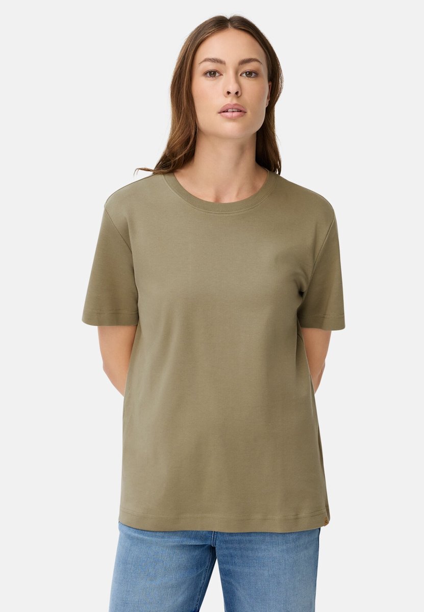 camel active T-Shirt van puur katoen - Maat womenswear-S - Licht kaki