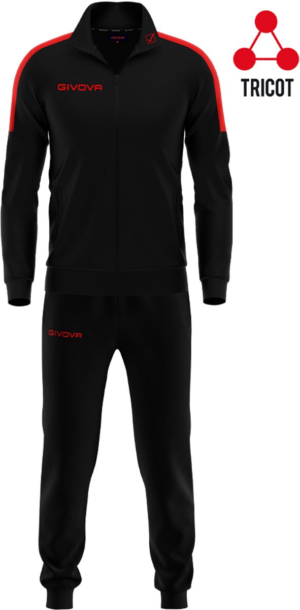 Trainingspak GIVOVA, Zwart/Rood, black-red, maat L