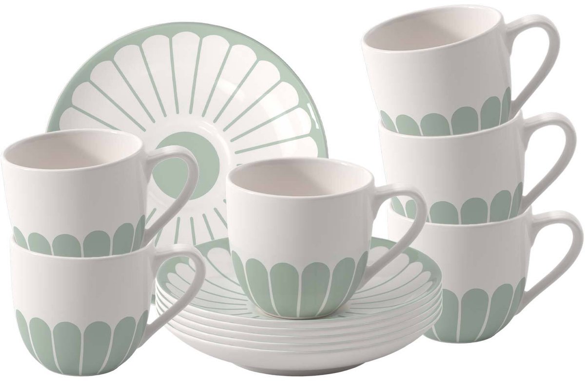 Espressotassen mit Untertassen Fleur Couleur 70 ml Set van 6