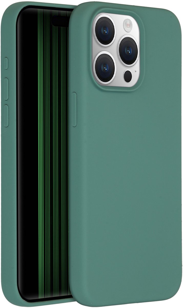 Accezz Hoesje Geschikt voor iPhone 15 Pro Max Hoesje Siliconen - Accezz Liquid Silicone Backcover Geschikt voor MagSafe - Donkergroen