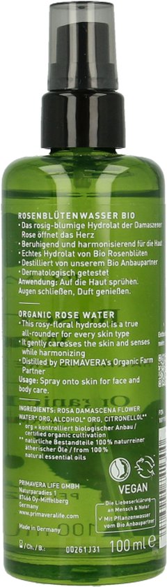 Primavera Rose water bio 100 Milliliter | bol