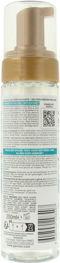 Garnier Ambre Solaire Self Tan Mousse - Zelfbruiner voor Lichaam & Gezicht met Hydraterend Kokoswater - 200ml