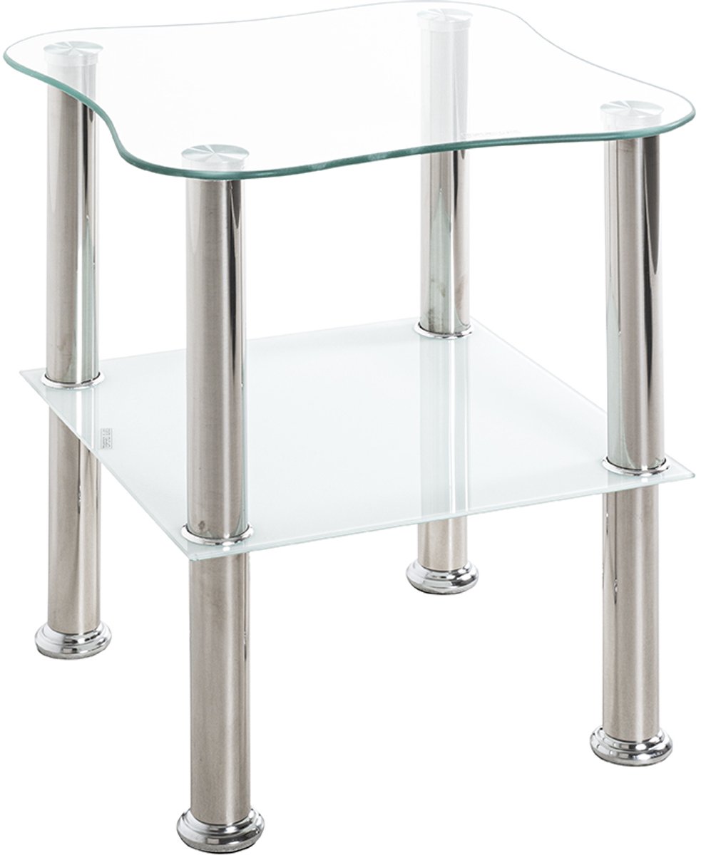 Bijzettafel Met Metalen Frame En Glazen Legplanken | 10 Kg Draagvermogen