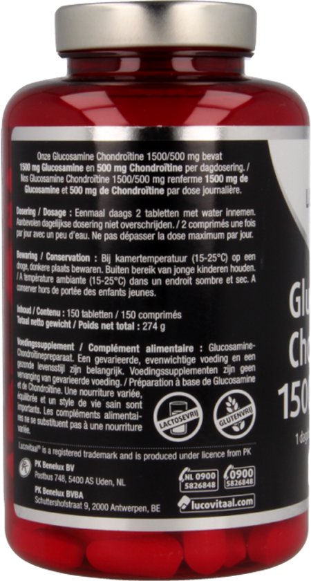 Lucovitaal Glucosamine ChondroÃ¯tine 1500/500 mg Voedingssupplement - 150 Tabletten