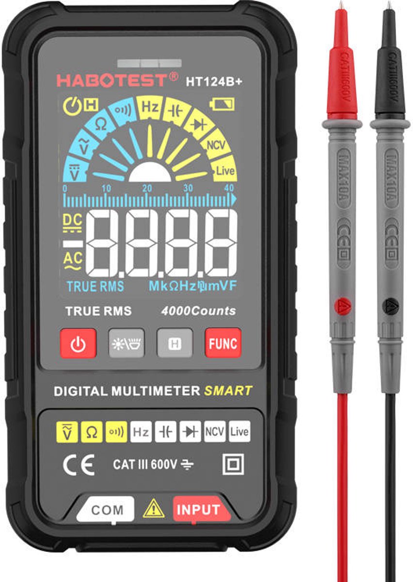 HABOTEST digitale universele multimeter voor spanningen, stromingen en weerstanden ht124b+ afbeelding 1