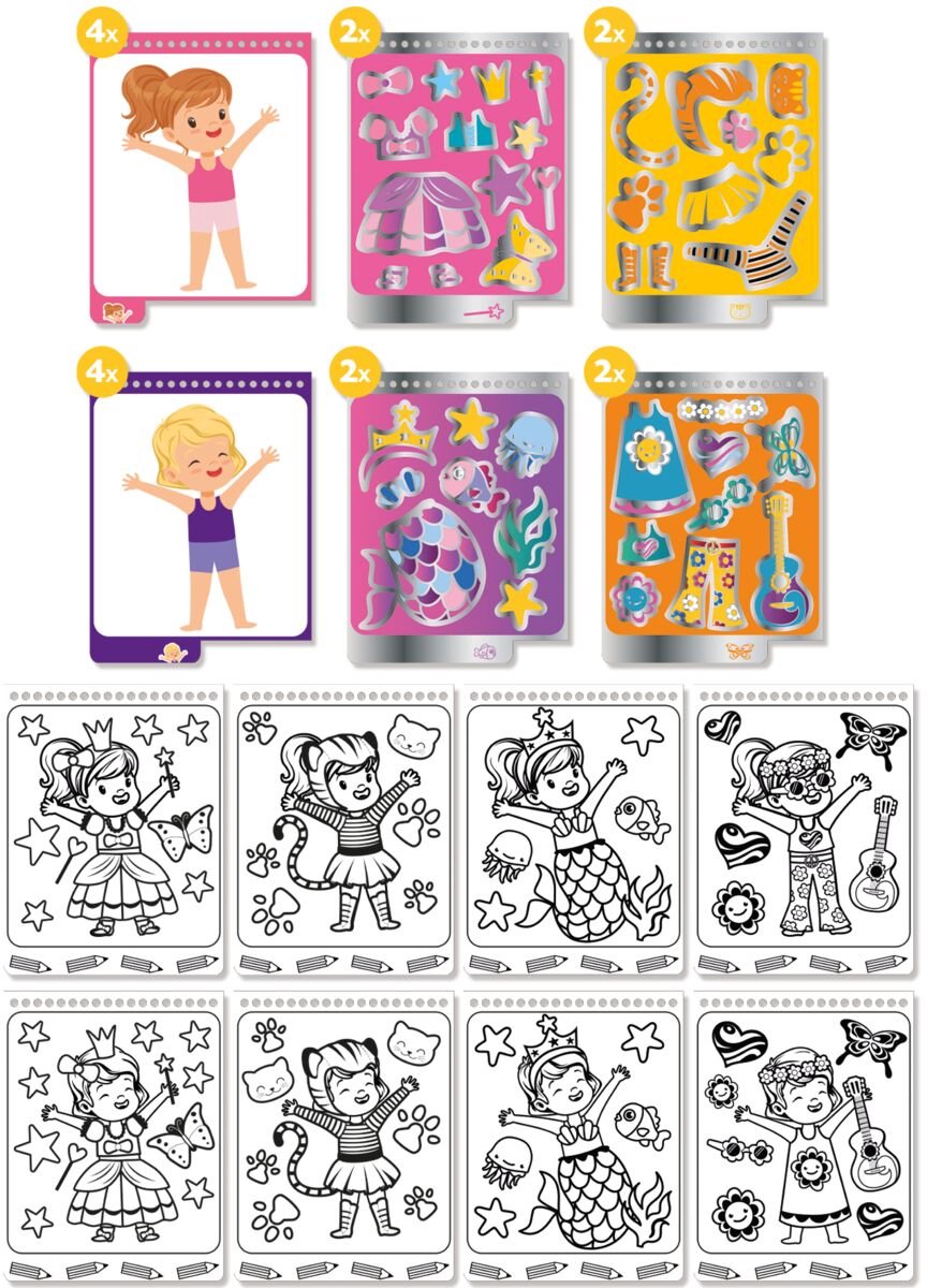 Totum Dress Me Up sticker aankleed- en kleurboekje vakantieboekje meisjes 24 delig - educatief speelgoed junior vanaf 3 jaar stickeren en kleuren - — afbeelding 7