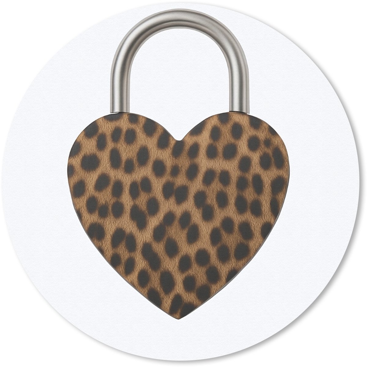 Muismat rond 40x40 cm - Mousepad Slot - Hartvormig - Bruin - Panterprint - Ronde muismatten
