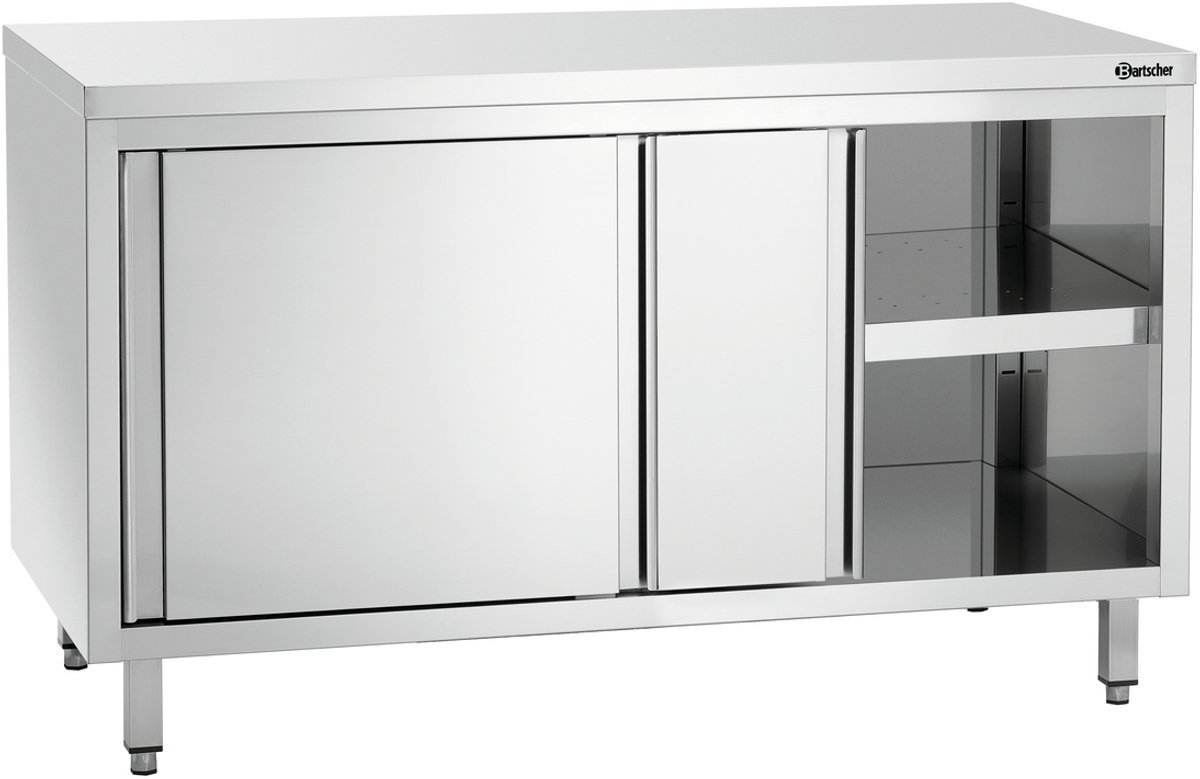 Bartscher Werkkast 700 - RVS - 2 Schuifdeuren - 1 Tussenschap - 1400x700x850mm