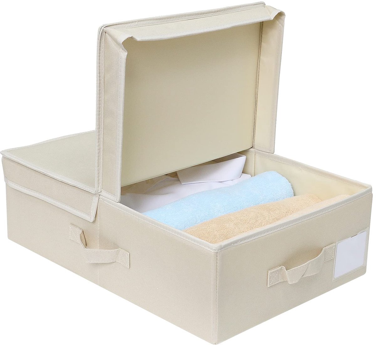 Ibenzoa® Opvouwbare stoffen opbergdoos met deksel voor accessoires en kleding, beige, ruimtebesparend ontwerp
