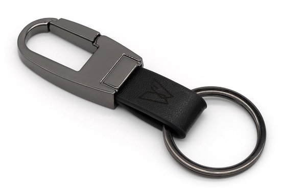 Patent sleutelorganizer met karabijnhaak - sleutelhanger met 6 afneembare ringen van messing - verchroomd in zwart chroom - perfecte sleutelorganisatie voor autosleutels, huisdeursleutels en