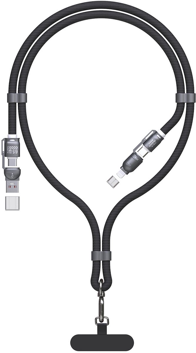 Dudao 4In1 Kabel Lanyard Usb-A Usb-C Naar Lightning Voor Telefoons 65W Pd Qc 1,5M