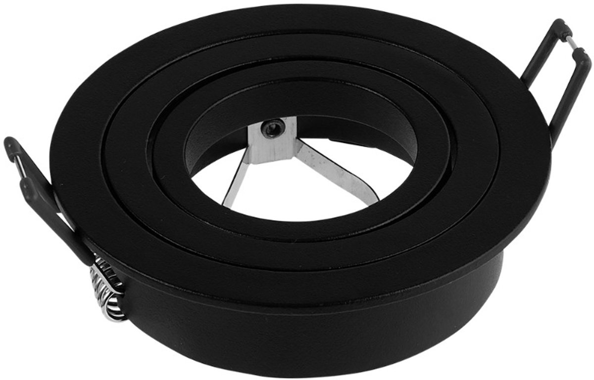 Inbouwspot zwart rond kantelbaar - Met GU10 fitting - 3 stuks