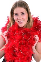 Boa dik rood met zilveren lurex 180cm/75gr brandvertragend