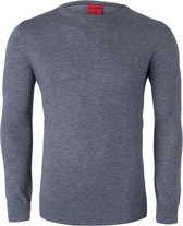 OLYMP Level 5 body fit trui wol met zijde - O-hals - zilver grijs - Maat: XL