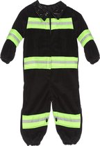 Onesie baby brandweerman zwart/geel maat 74