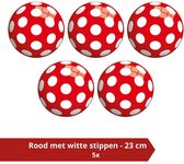 Bal - Voordeelverpakking - Rood met witte stippen - 23 cm - 5 stuks