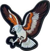 Adelaar Eagle Zee Arend Roofvogel XXL Strijk Embleem Patch 20.5 cm / 22 cm / Wit Bruin Zwart Oranje