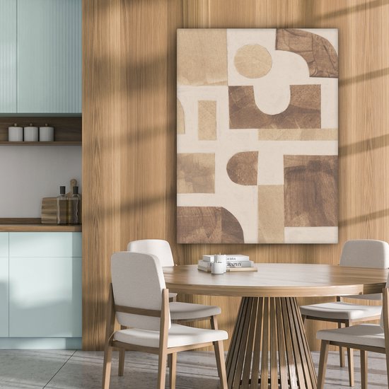 Tableau sur toile abstrait - Puzzle - Formes - Couleurs - 90x120 cm - Décoration murale
