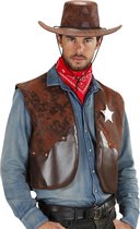 Widmann - Cowboy & Cowgirl Kostuum - Cowboy Vest Man - Bruin - Medium / Large - Carnavalskleding - Verkleedkleding