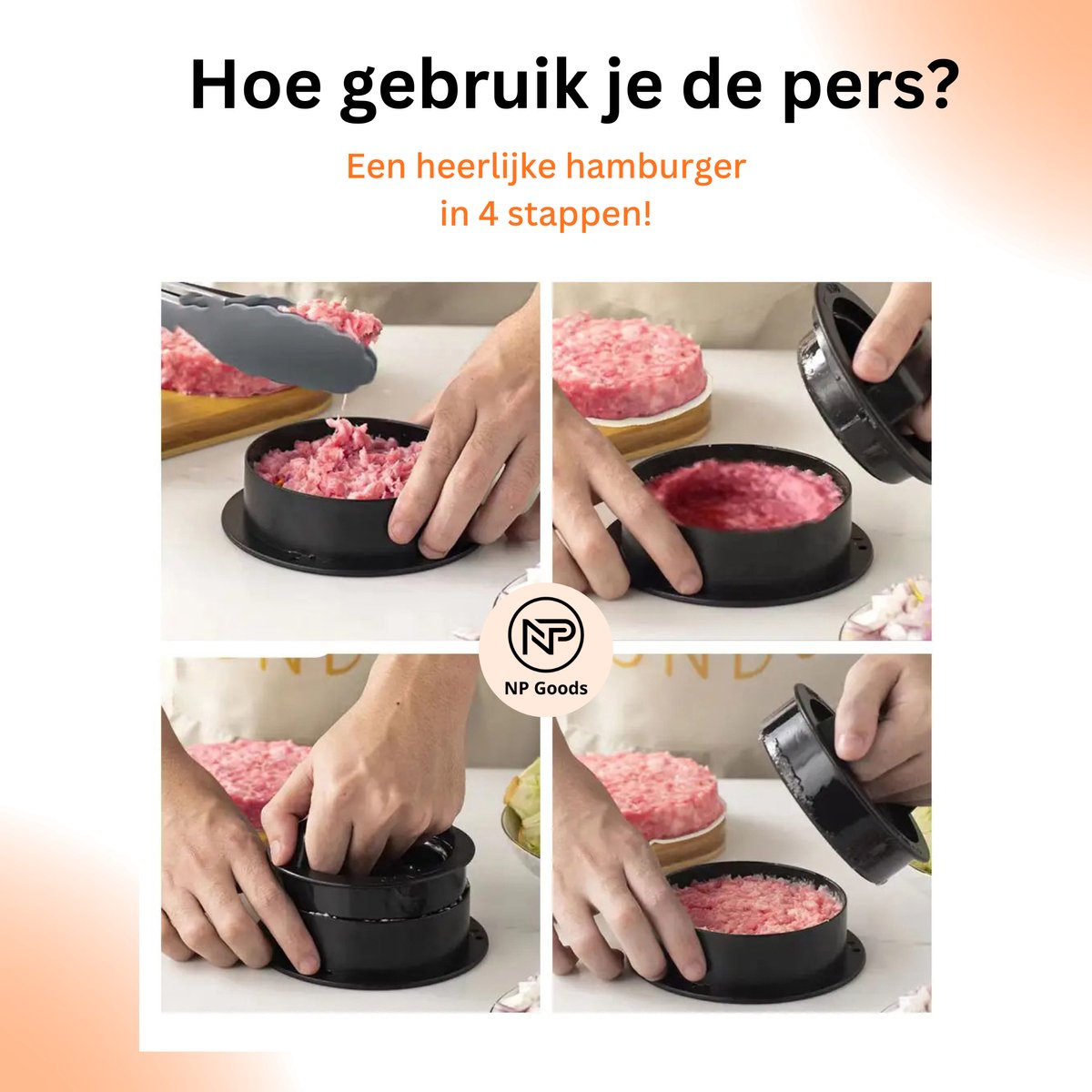 Presse à Hamburger 3 En 1 - Pour Burgers, Boulettes Et Boules De Riz - Avec 100 Papiers Non Collants, Plastique PP Sans BPA, Rangement Compact
