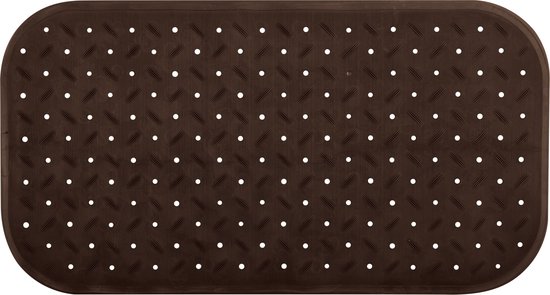 MSV Douche/bad anti-slip mat badkamer - rubber - bruin - 36 x 76 cm - met zuignappen