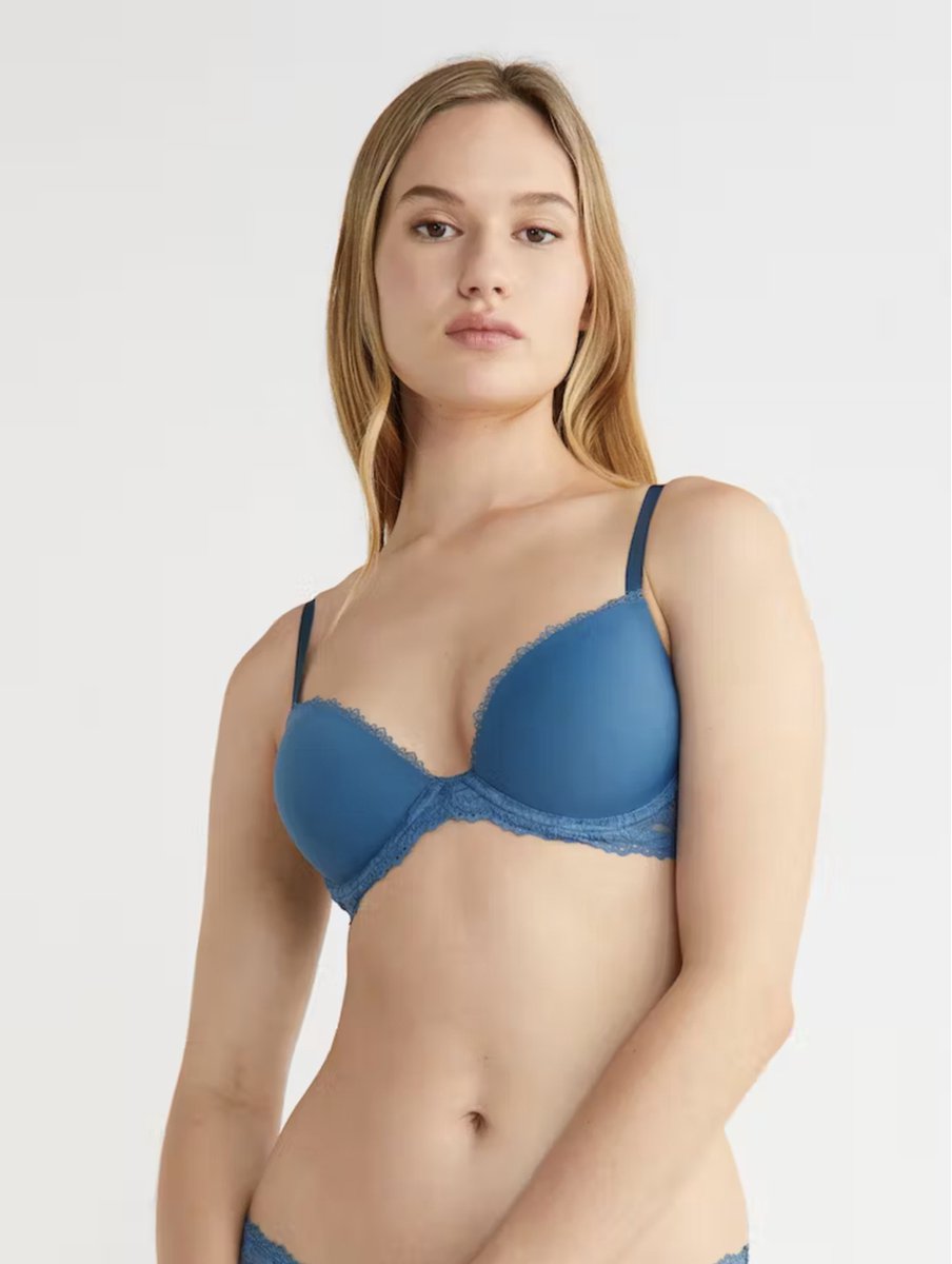 Calvin Klein Seductive Comfort Lotus Floral Lift- Lichte Push-Up BH - Midnight Blue - 75-90C