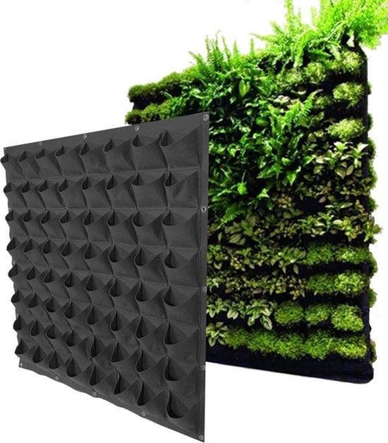 Finnacle - Plantenmuur - Muur met planten - Tuinieren - Tuin - Planten - Plantenbak - Zwart met Groen - Verticale tuin - Hangende tuin - Plantenzak - plantenzakken voor 49 planten – 100 cm x 100 cm - 1 vak is 13x13 cm